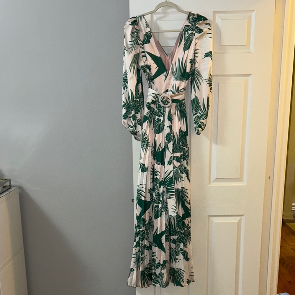 Green and Pink Long Sleeve Dress